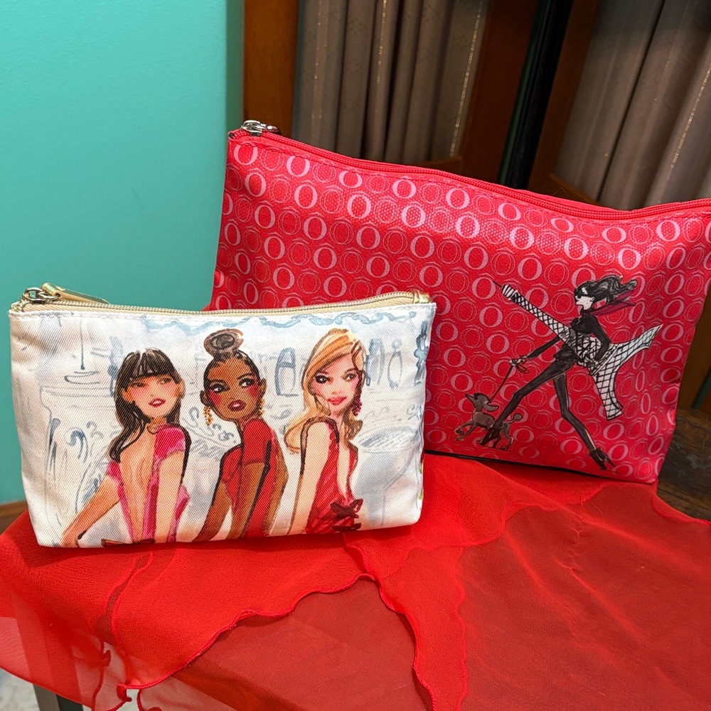 2 for 1. Estée Lauder/ Lancôme Multicolor Fashion Illustration Cosmetic Bags